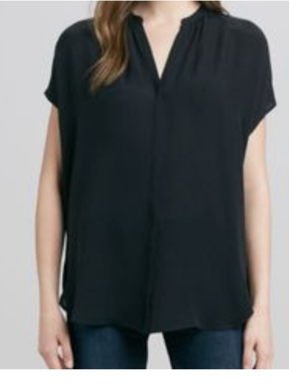 Vince Black Short-Sleeve Silk popover top size Large 100% silk